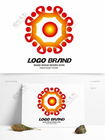 矢量创意红黄中国结公司标志LOGO设计