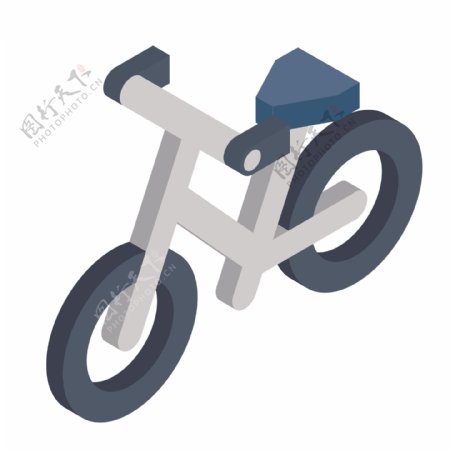 简约立体自行车插画