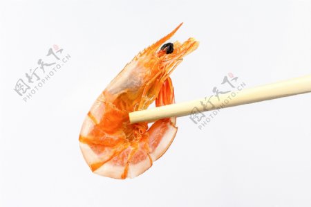 烤虾干筷子夹虾东海对虾