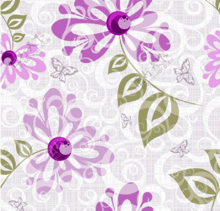 紫色小花矢量图背景