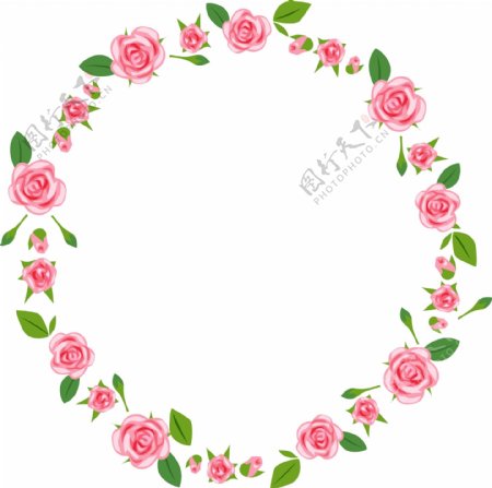 圆型粉色玫瑰花环