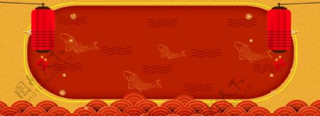 红色黄色宫廷中国风新年贺岁背景素材