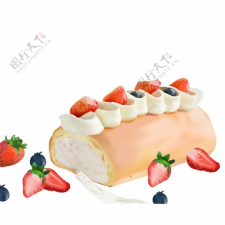 美味草莓水果面包元素设计