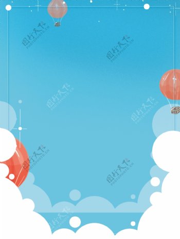 蓝白色热气球背景设计
