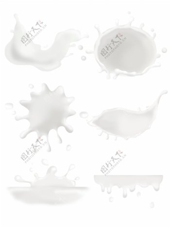 手绘喷溅创意造型牛奶液