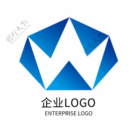 蓝色科技公司企业标志字母WLOGO设计