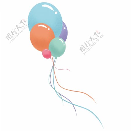 彩色节日气球卡通透明素材