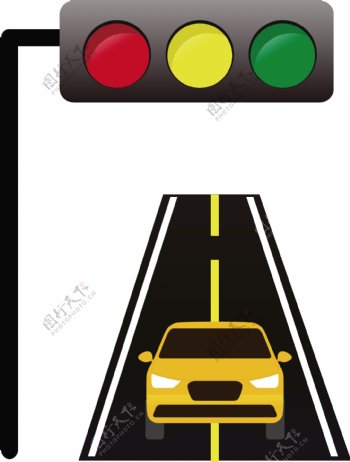 卡通扁平化红绿灯交通图片