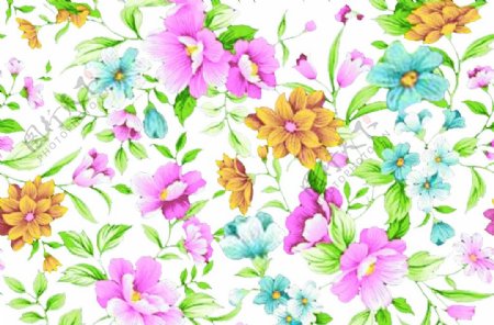 数码印花手绘花热带植物