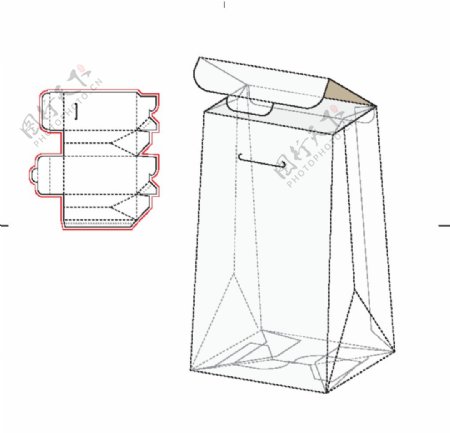 纸袋包装盒刀模图效果图