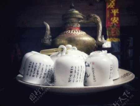 中式茶杯古代风格茶具白瓷