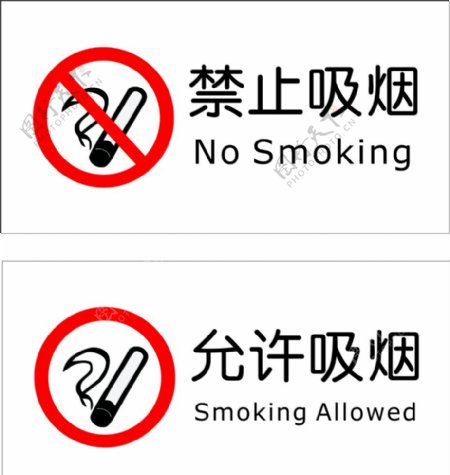 禁止标识禁止吸烟允许吸烟