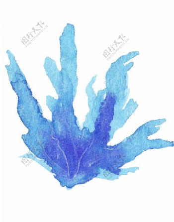 手绘蓝色珊瑚矢量素材