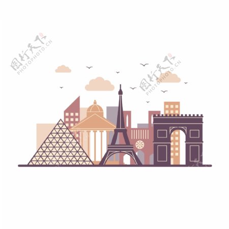 巴黎景点建筑剪影