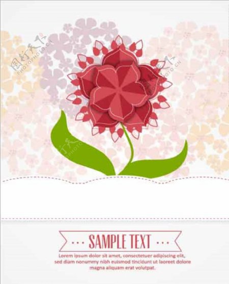 红色卡通花朵背景封面设计