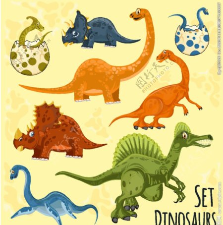 8款彩色恐龙设计