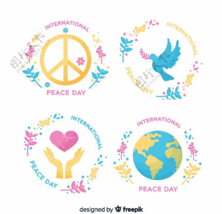 4款彩色国际和平日标签