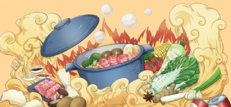 中国风美食插画