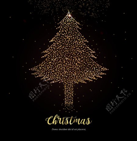 圣诞节元素金色圣诞树