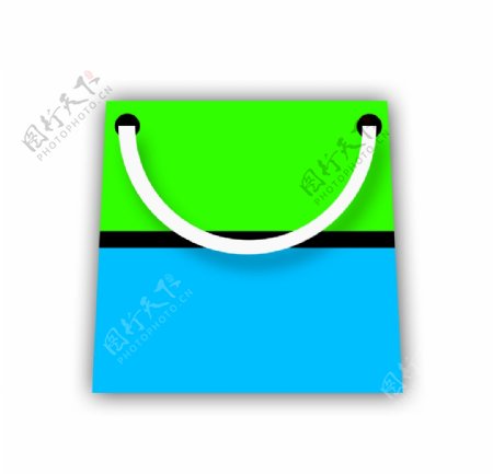 绿蓝双色梯形购物袋