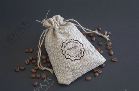 麻布袋子样机贴图咖啡豆