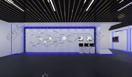 展厅电子科技类蓝色光源展示墙