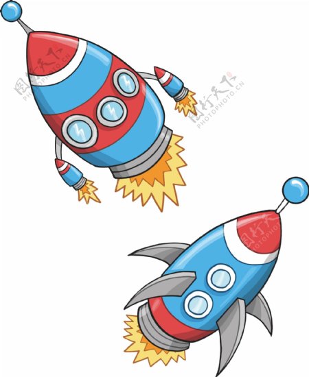 儿童火箭升空卡通太空宇宙飞船