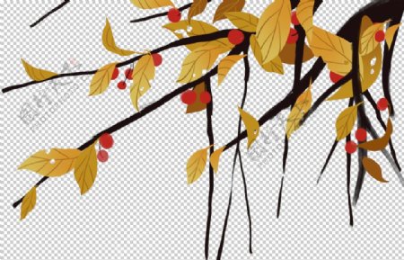树枝枝头黄色秋季装饰边框素材