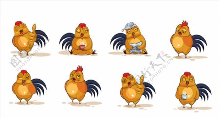 公鸡皇冠卡通动物表情包1