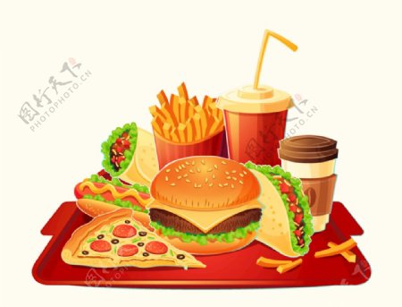 西式快餐食物插画
