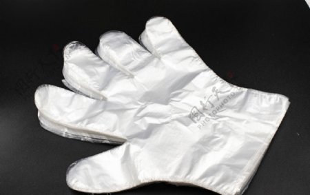 白色塑料一次性手套图片