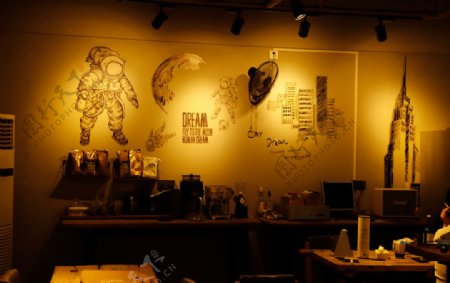 咖啡屋墙面图片