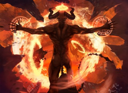 烈火恶魔游戏人物背景海报素材图片