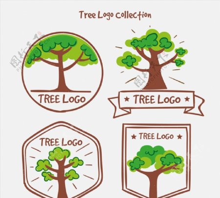手绘树木标志图片