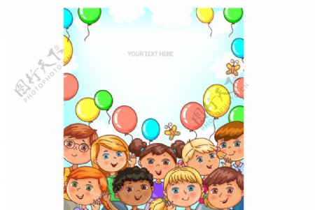 气球和儿童框架图片