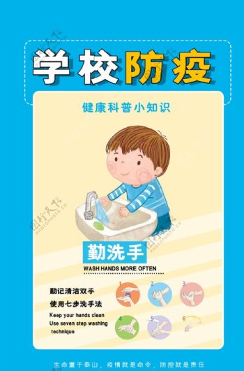 勤洗手校园防疫海报图片