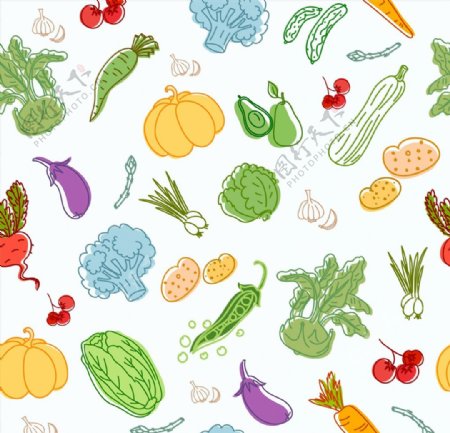 蔬菜水果无缝背景图片