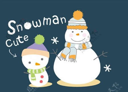 可爱卡通雪人矢量图片