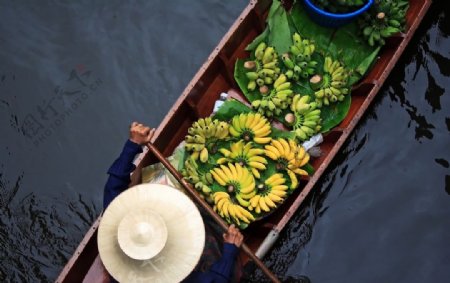 河流船只香蕉背景海报素材图片