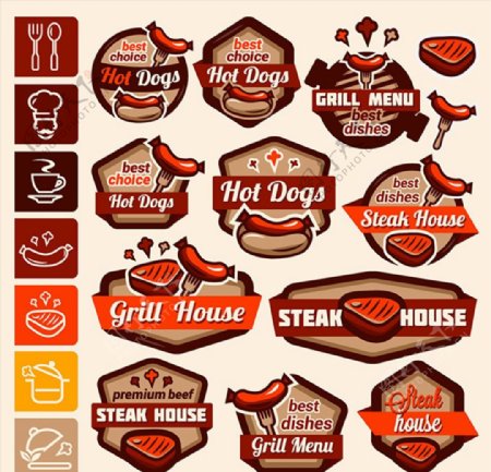 烤肉图标标签图片
