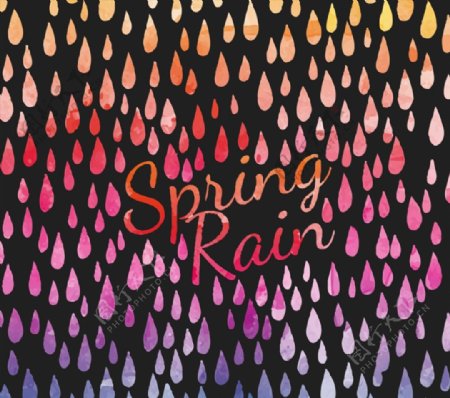 春季水彩雨滴背景图片