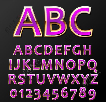 金边紫色字母图片