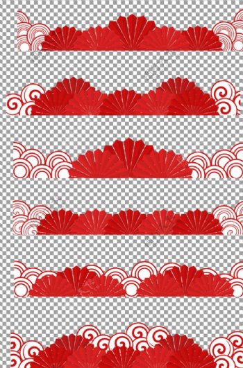 红色折扇祥云图片