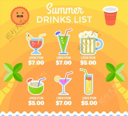 夏季饮品酒水单图片