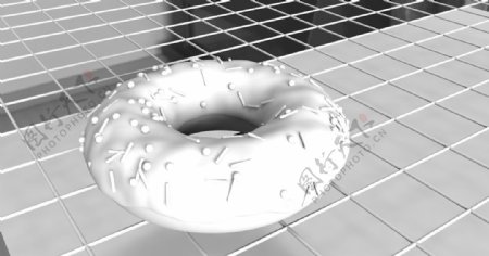 C4D甜甜圈3D建模白模图片
