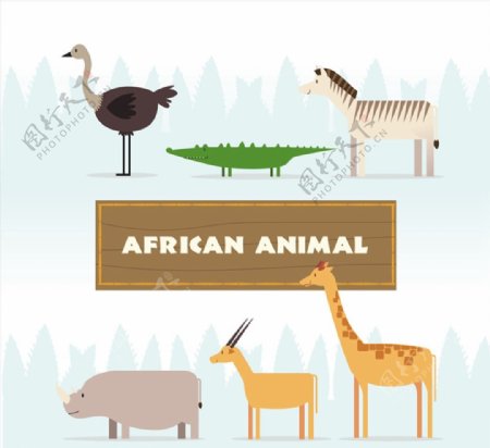 非洲动物侧面图片