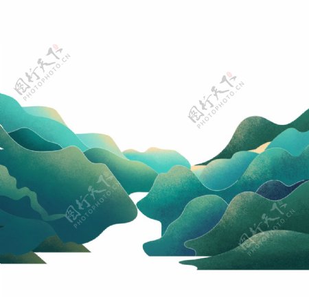 绿色山丘元素图片