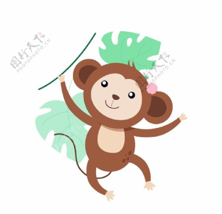 可爱猴子插画图片