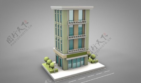 C4D模型像素大楼建筑图片