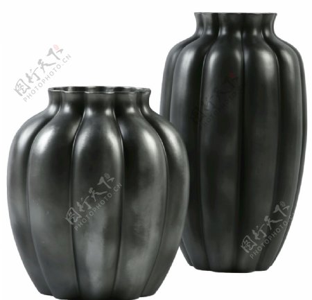 南瓜条纹陶罐花瓶图片